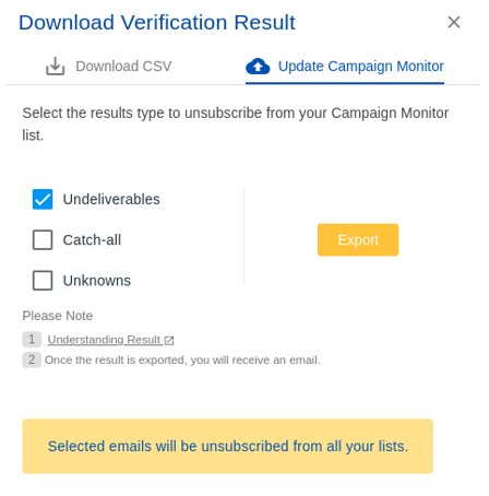 Campaign Monitor integration step