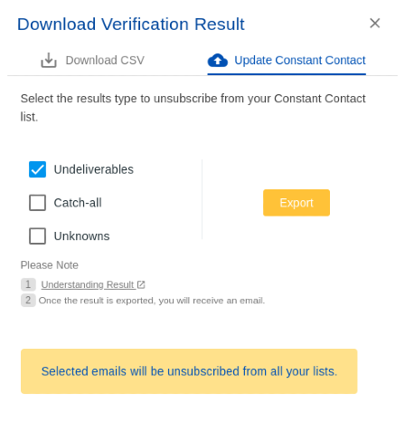 Constant Contact integration step
