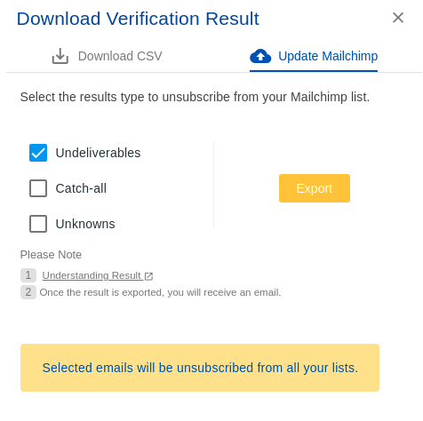 Mailchimp integration step