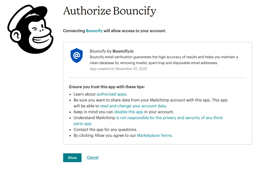 Mailchimp integration step
