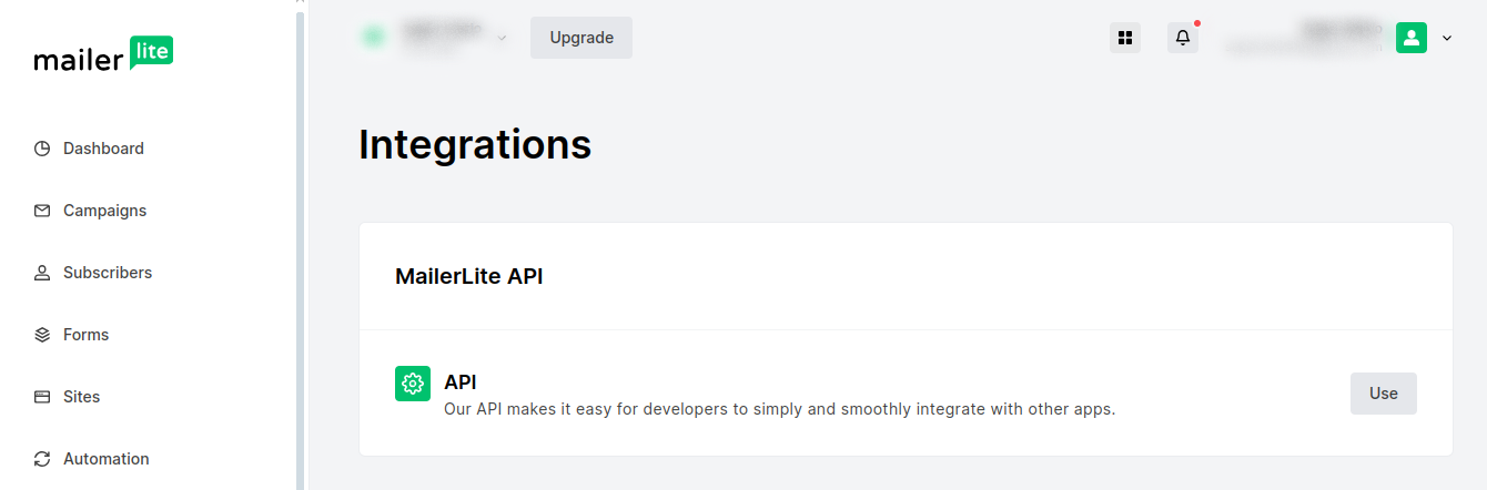 MailerLite integration step