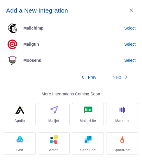 Moosend integration step