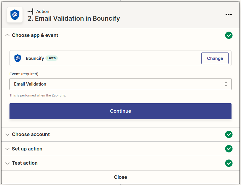 Zapier integration step