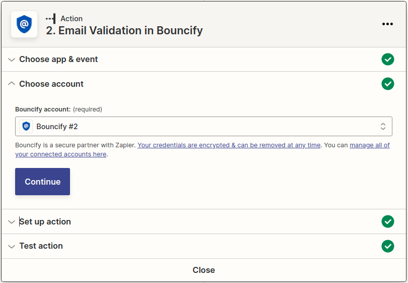 Zapier integration step