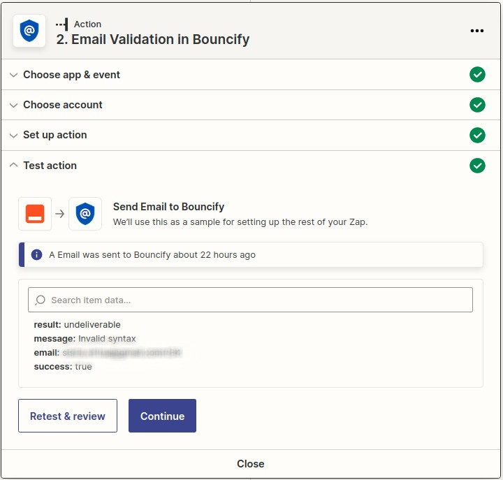 Zapier integration step