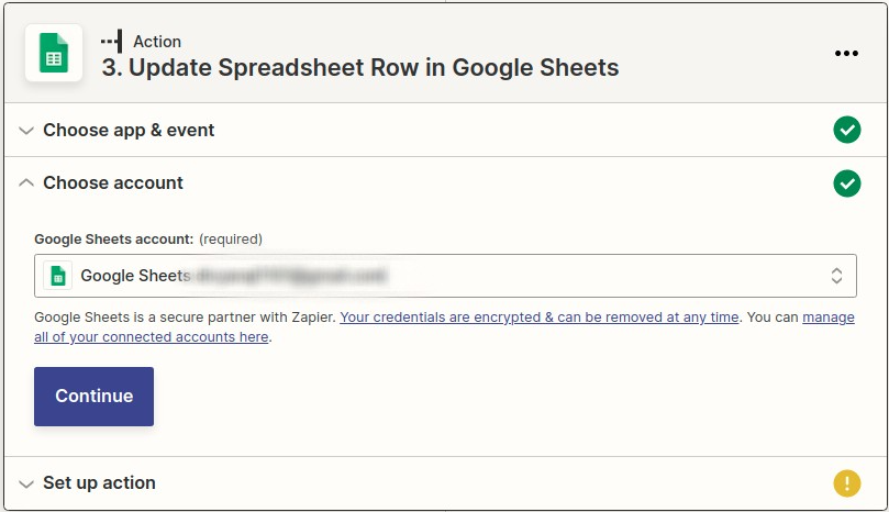 Zapier integration step