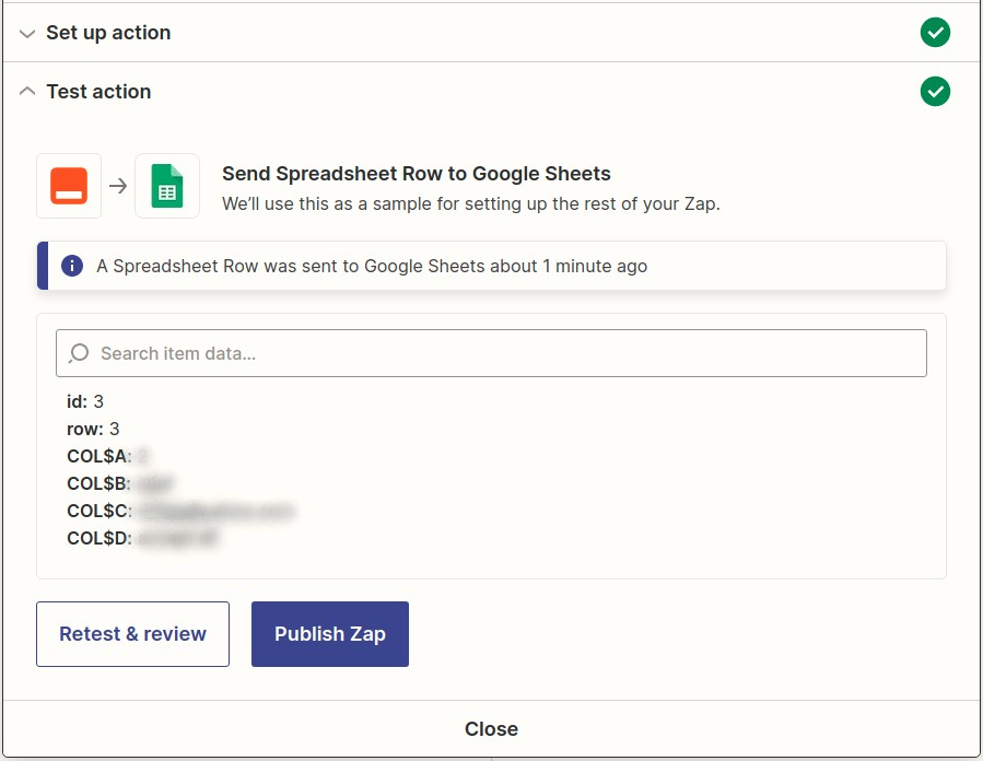 Zapier integration step