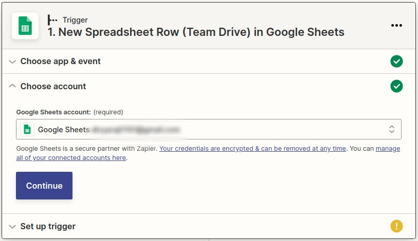 Zapier integration step