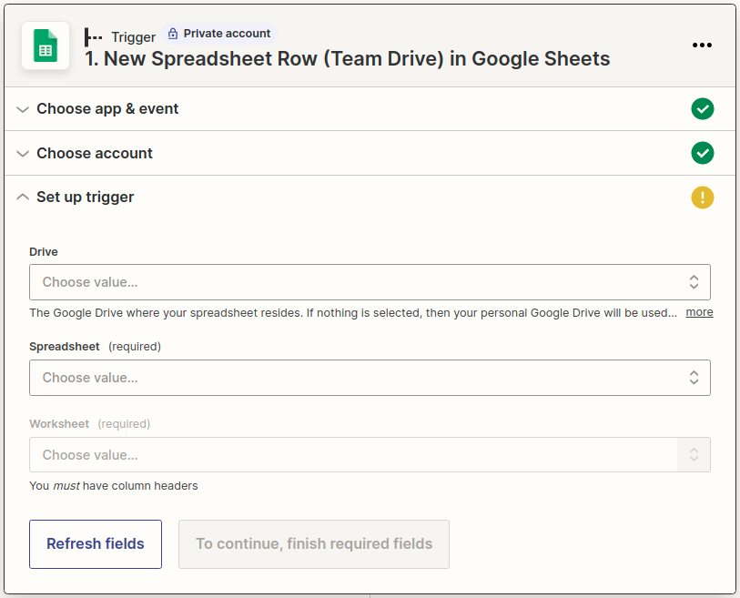 Zapier integration step